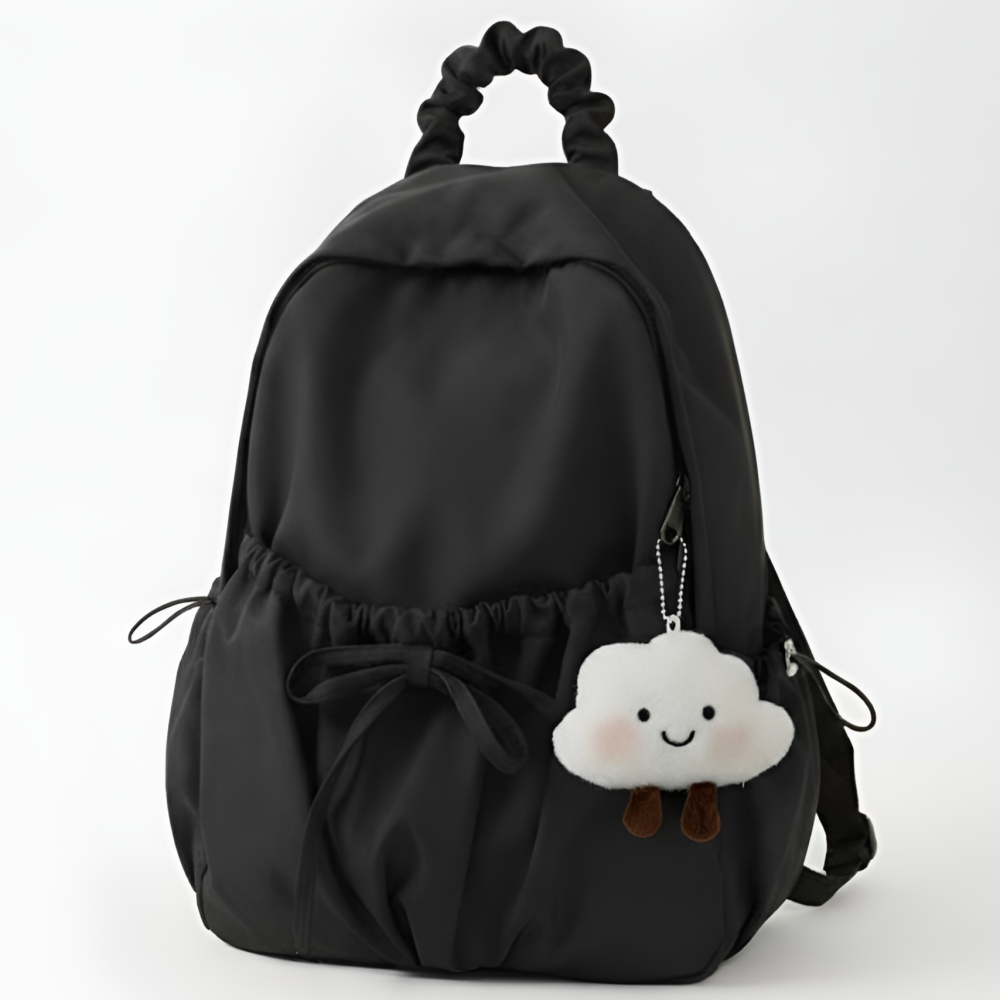 펀베스트 여성 나일론 셔링 백팩 리본 포인트 데일리 가방 키링 세트 36,800원