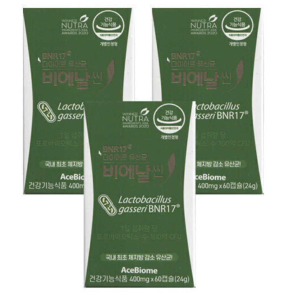 BNR17 [본사출고] 다이어트유산균 비에날씬(3개월) 선물세트, 3개, 60정 178,100원