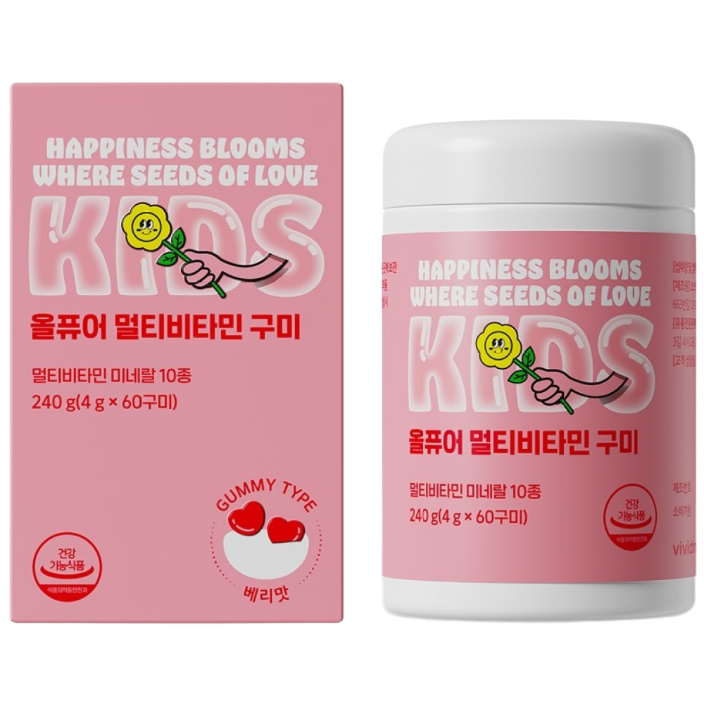 비비드몽타주 올퓨어 키즈 멀티비타민 구미 60개입, 1개월분, 1개, 240g 45,000원