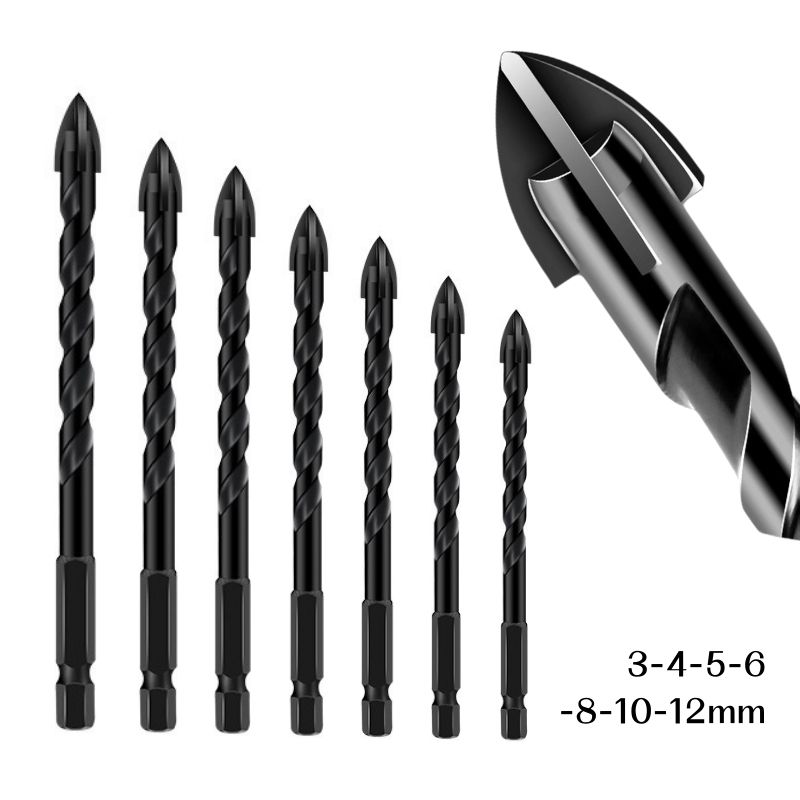 tinduo 3mm~12mm 7P세트 4날 만능 드릴비트 멀티 드릴 비트 콘크리트 타일 유리 대리석 석재 전동드릴 기리 12,800원