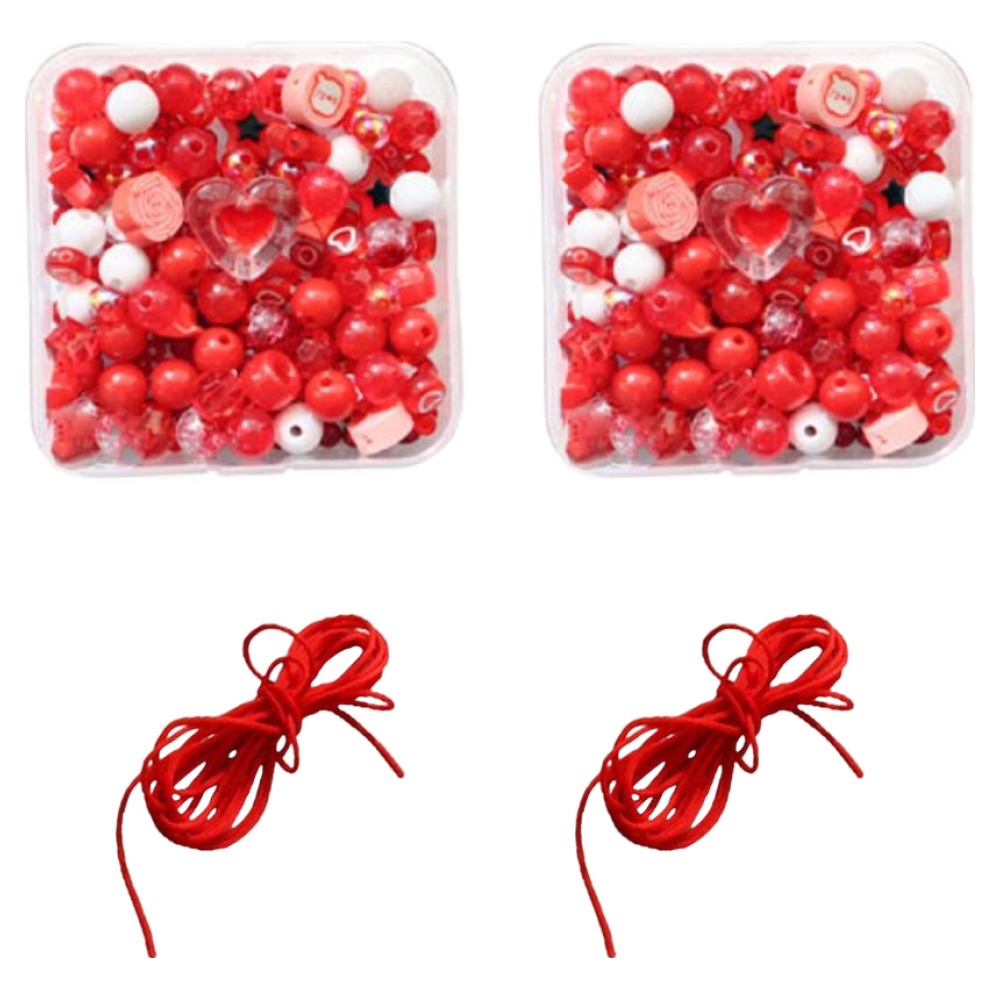 문구담 비즈 만들기 DIY 팔찌 휴대폰 스트랩 비즈 케이스 2p + 스트랩 줄 2p 세트 05 빨간하트, 혼합색상, 1세트 8,600원