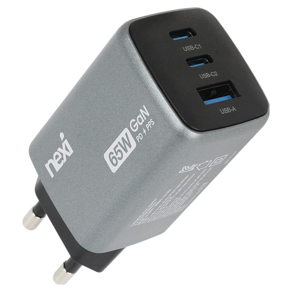 넥시 65W 3포트 GaN USB PD 3.0 PPS 초고속 충전기, 1개, 실버 16,400원