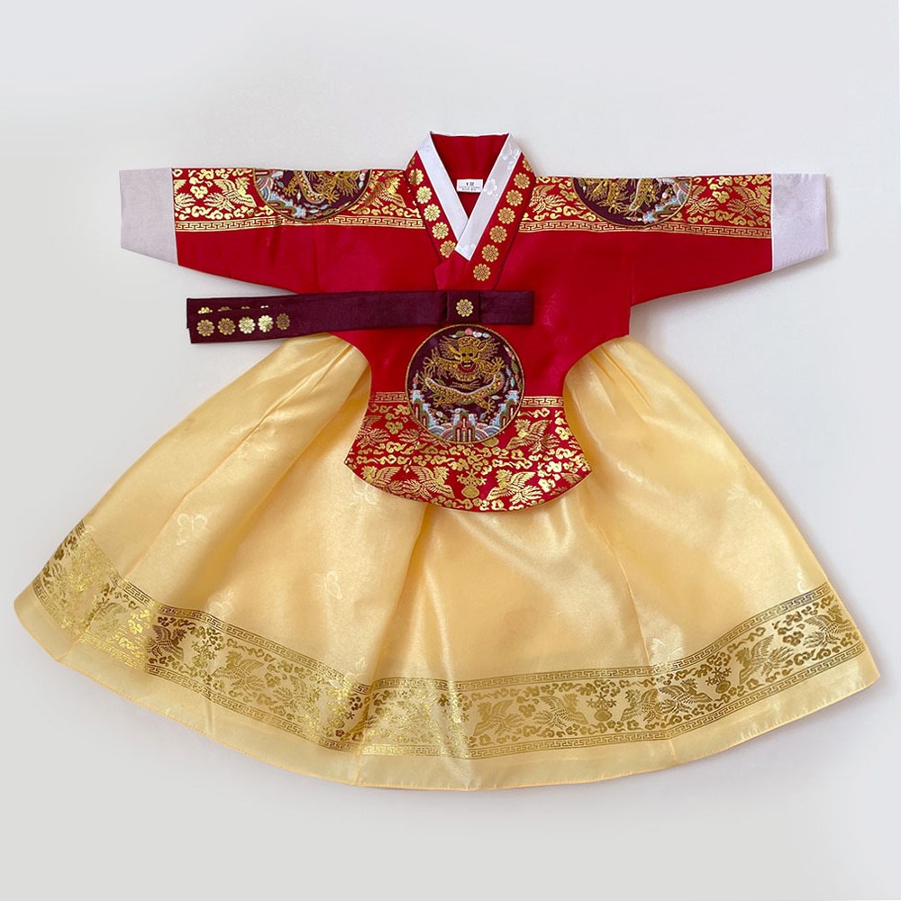 메종드온 고급 여아한복 금박 궁중 당의 노랑 (1호~8호) 75,000원