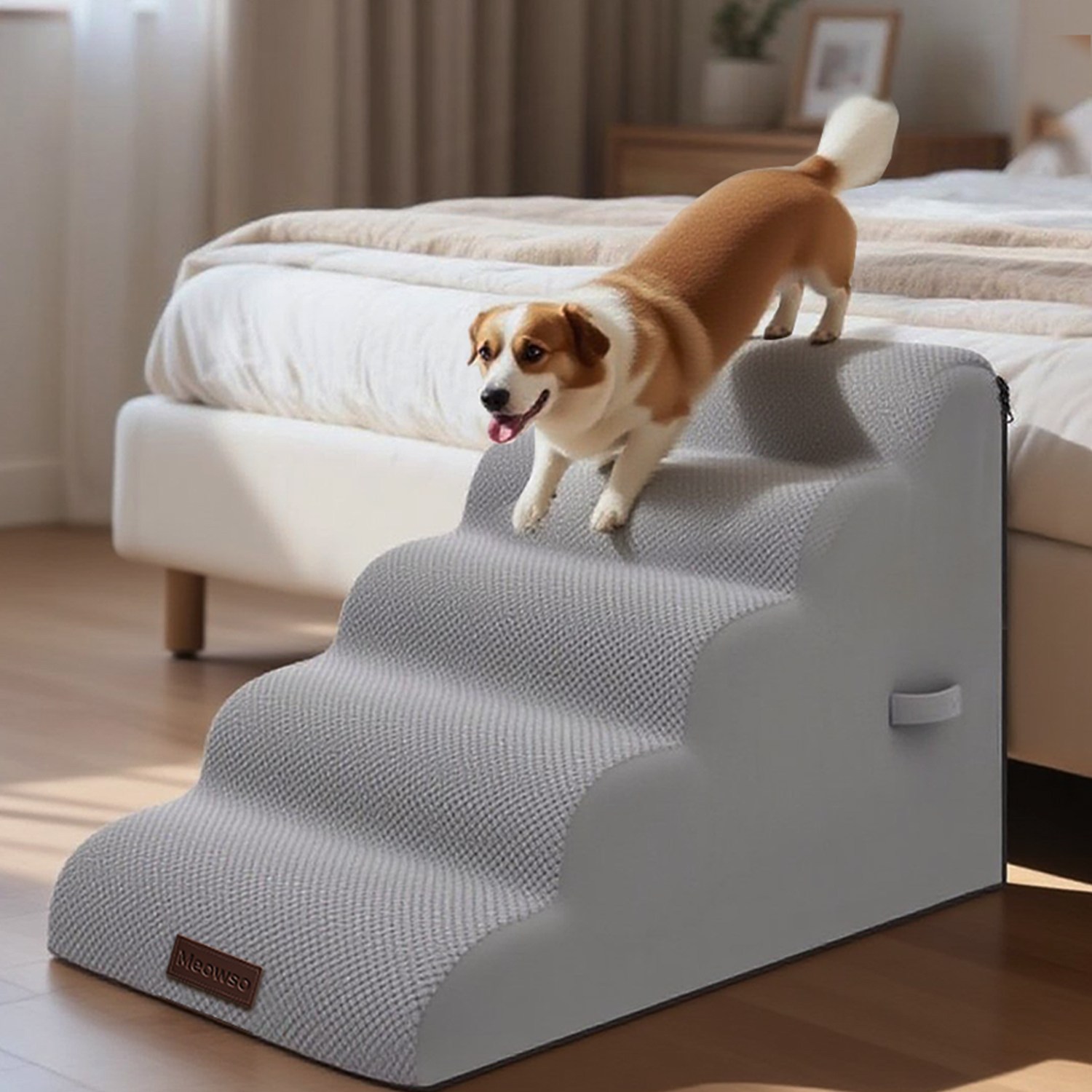 고밀도 스폰지 반려동물 논슬립 슬라이드 계단 곡선 계단 무릎 압력을 줄이다 개 계단, 5단, 1개 65,000원