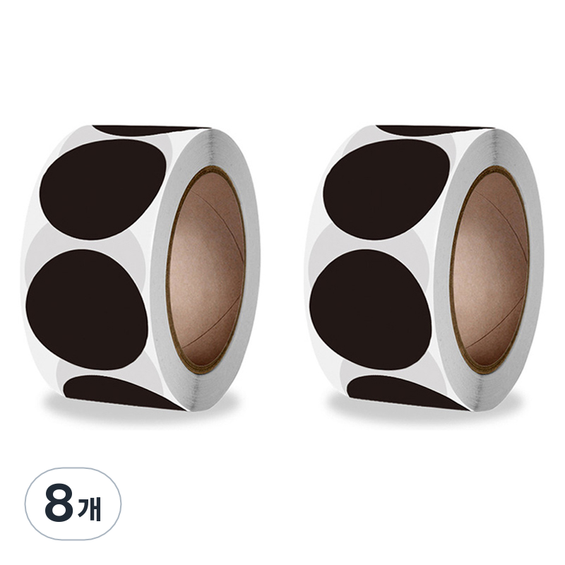 마다꾸미 대용량 롤 스티커 원형 2.5cm, 블랙, 8개 31,200원