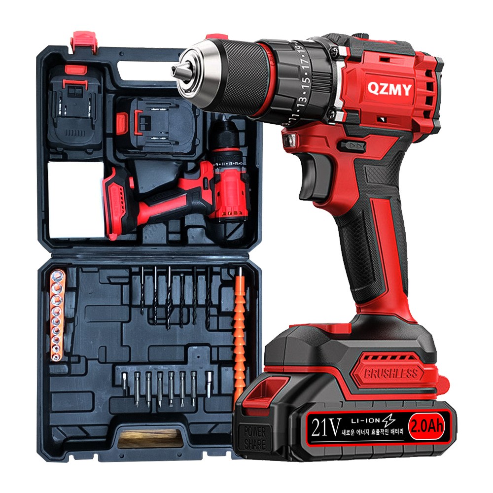 [QZMY] 무선 충전 전기 드라이버 24V 해머전동드릴 2Ah 리튬이온배터리 2개 공구풀세트 79,000원