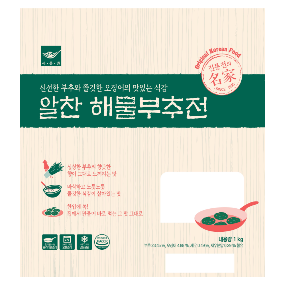 사옹원 알찬 해물부추전1kg(냉동) 한입크기 에어프라이어 해물전 32,400원