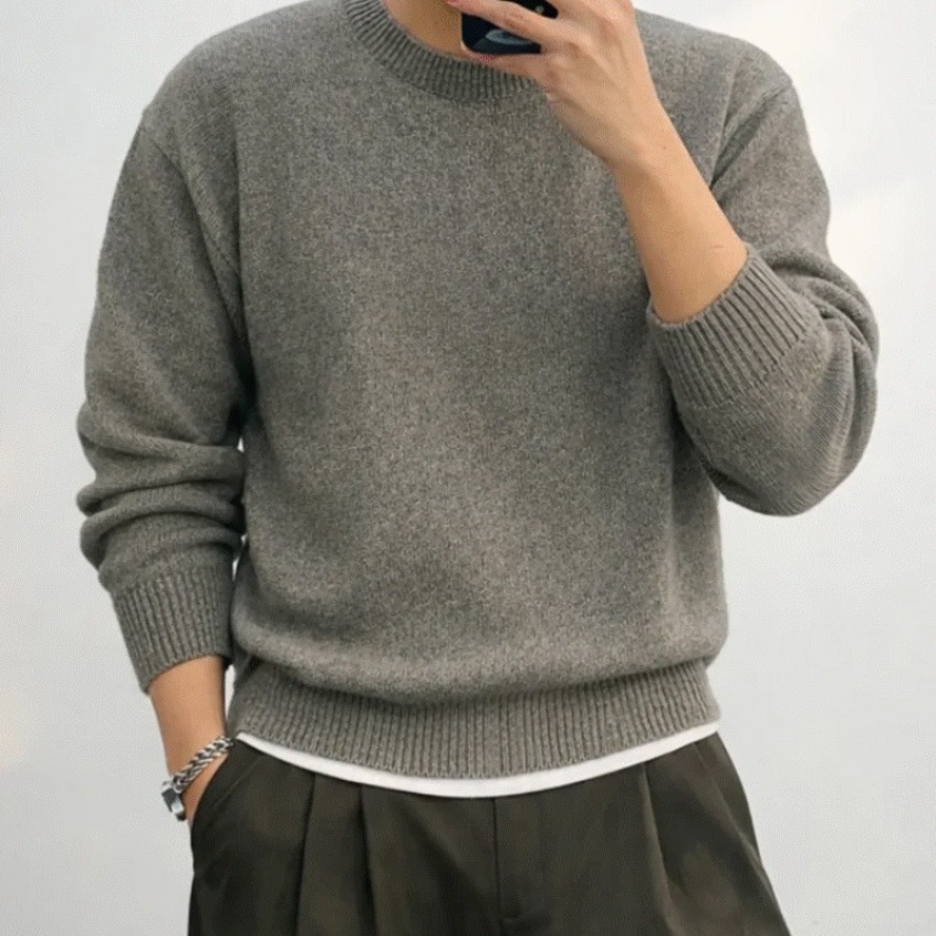 테이크잇컴퍼니 남성 봄 가을 소프트 세미 크롭 라운드 무지 니트 스웨터 27,800원