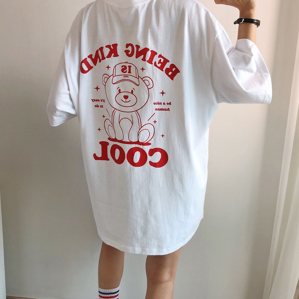 러브앤시티 국내생산 남녀공용 쿨테디 곰돌이 반팔티 오버핏 티셔츠 박스티 빅사이즈 19,910원