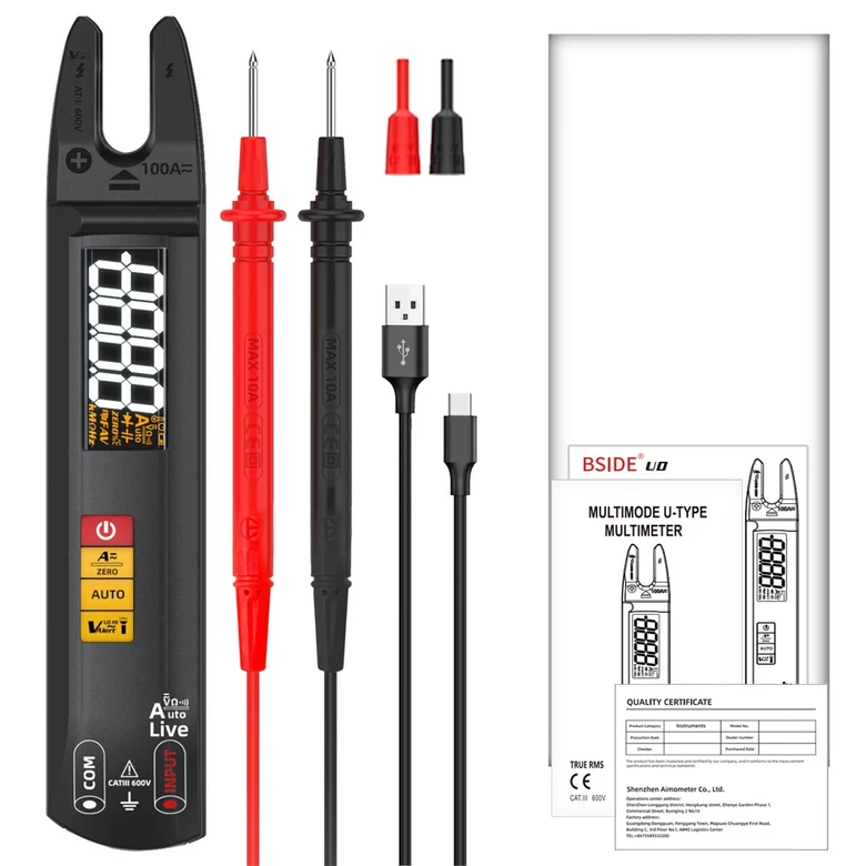BSIDE U0 디지털 클램프 미터 DC 100A 스마트 포크 전류계 T-RMS 자동 멀티 옴 테스터 35,600원