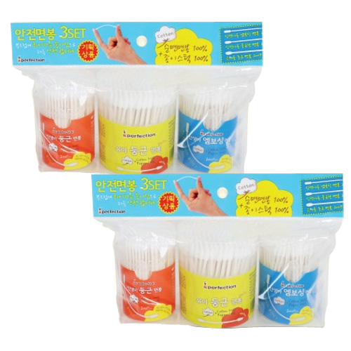 퍼펙션 신생아 유아면봉 3종세트(총600P) 13,500원