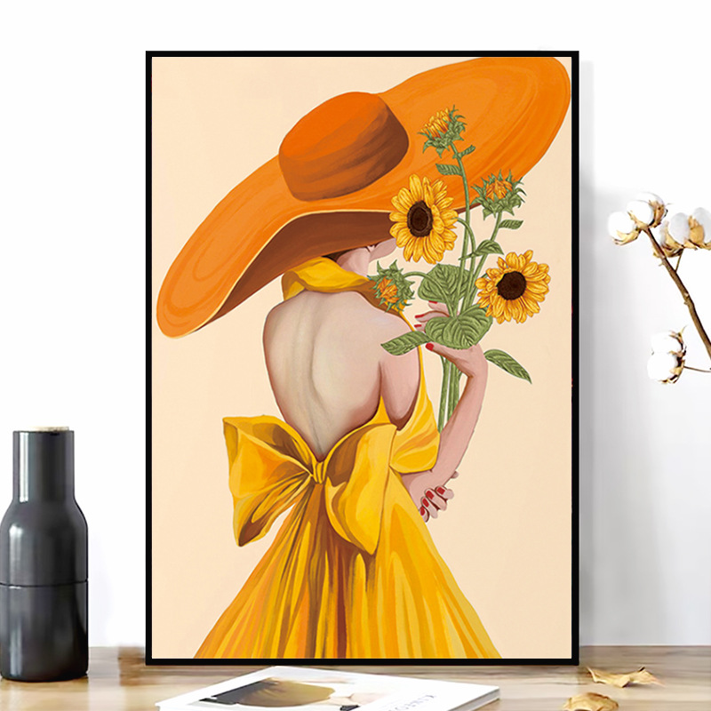 돈과 복이 들어오는 행운의 그림 인물화 소녀와 해바라기 풍수 실 십자수 40*60, 1개, 혼합색상 24,900원