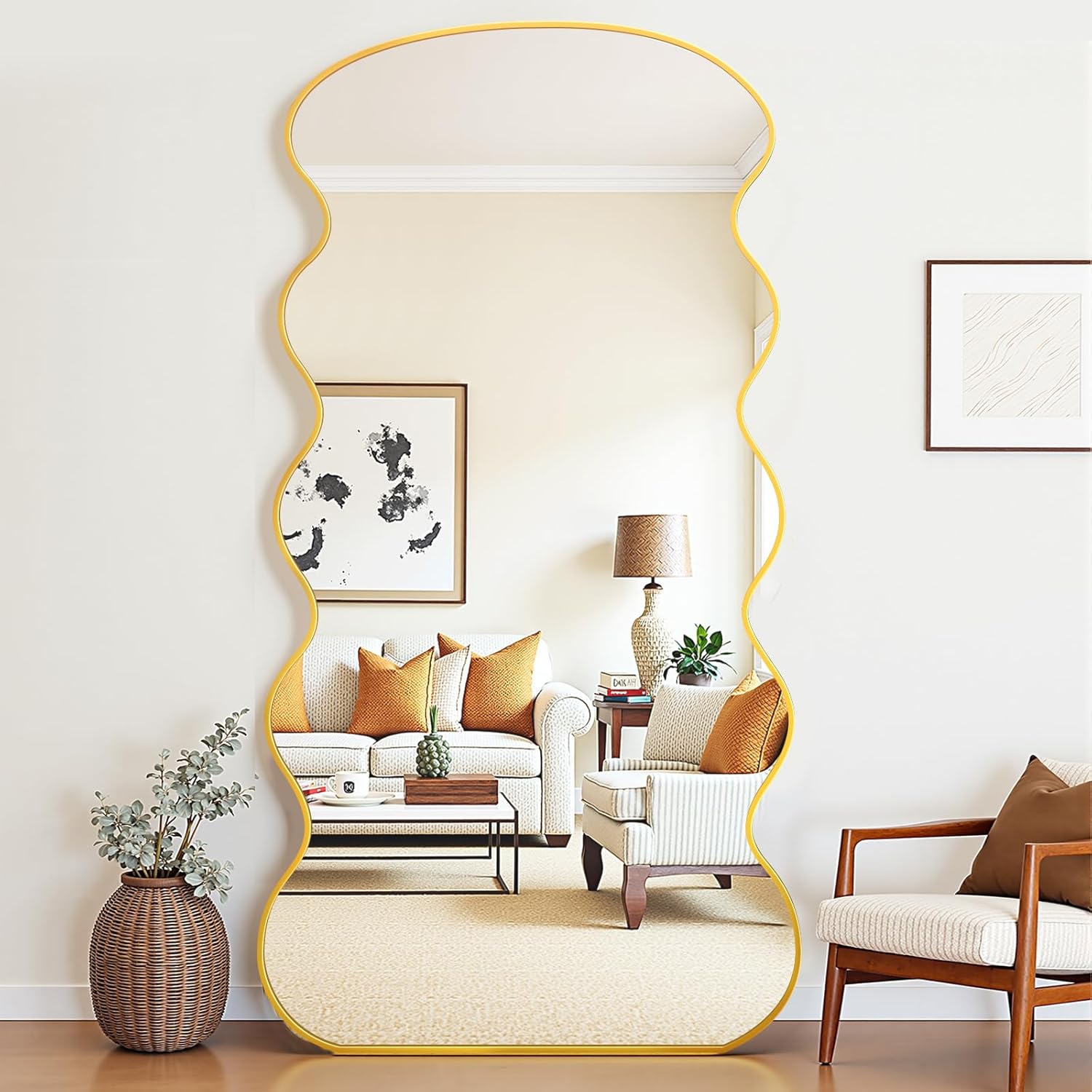 안토크 웨이브 전신거울 벽걸이 스탠드 비정형 대형 매장 미용실 이동식 거울 1900X850mm, 블랙 179,000원