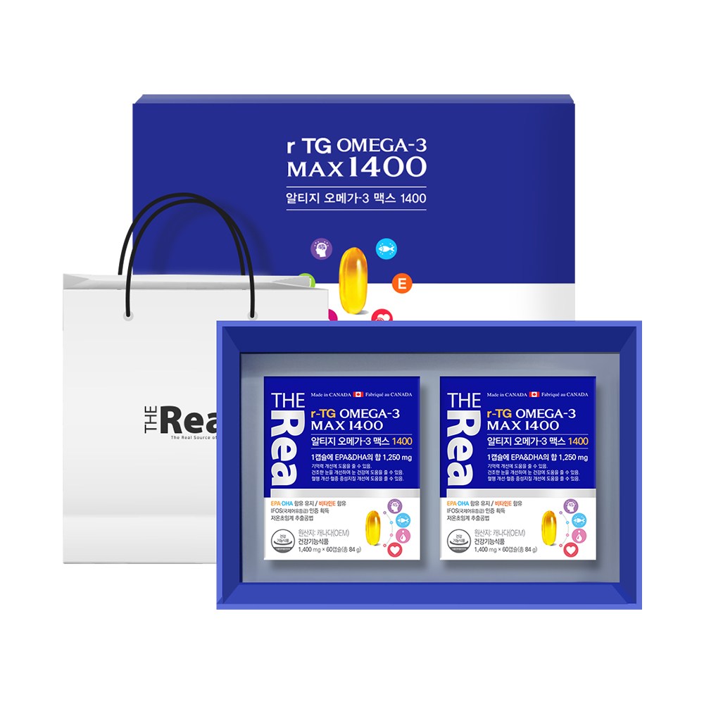 더리얼 저온초임계 알티지오메가3 맥스1400mg 2개선물세트 쇼핑백증정 62,900원