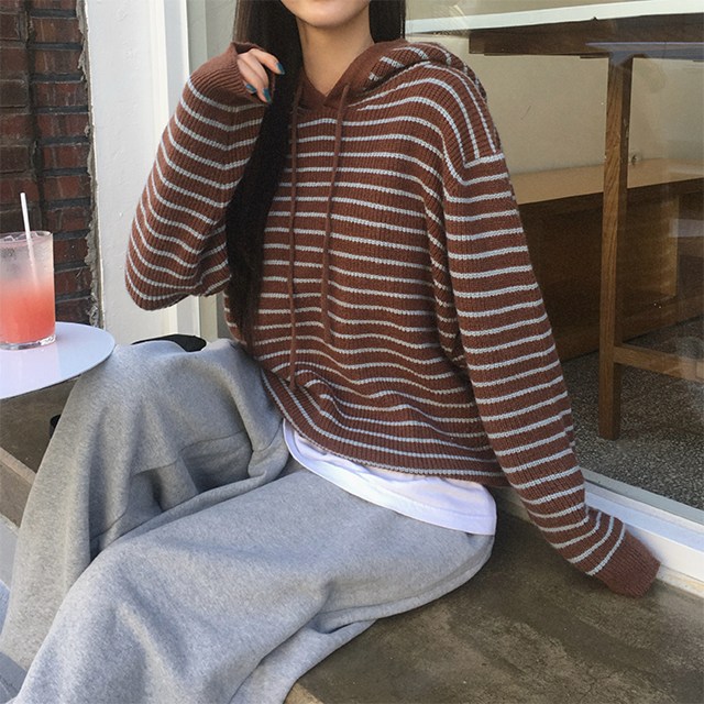 피니 (왕폭닥,귀욤*아방핏) 민초단 루즈핏 단가라 후드니트 (1color) 오버핏 후드티 단가라니트 스트라이프니트 가디건 가을템 꾸안꾸 여친룩 집앞룩 26,800원