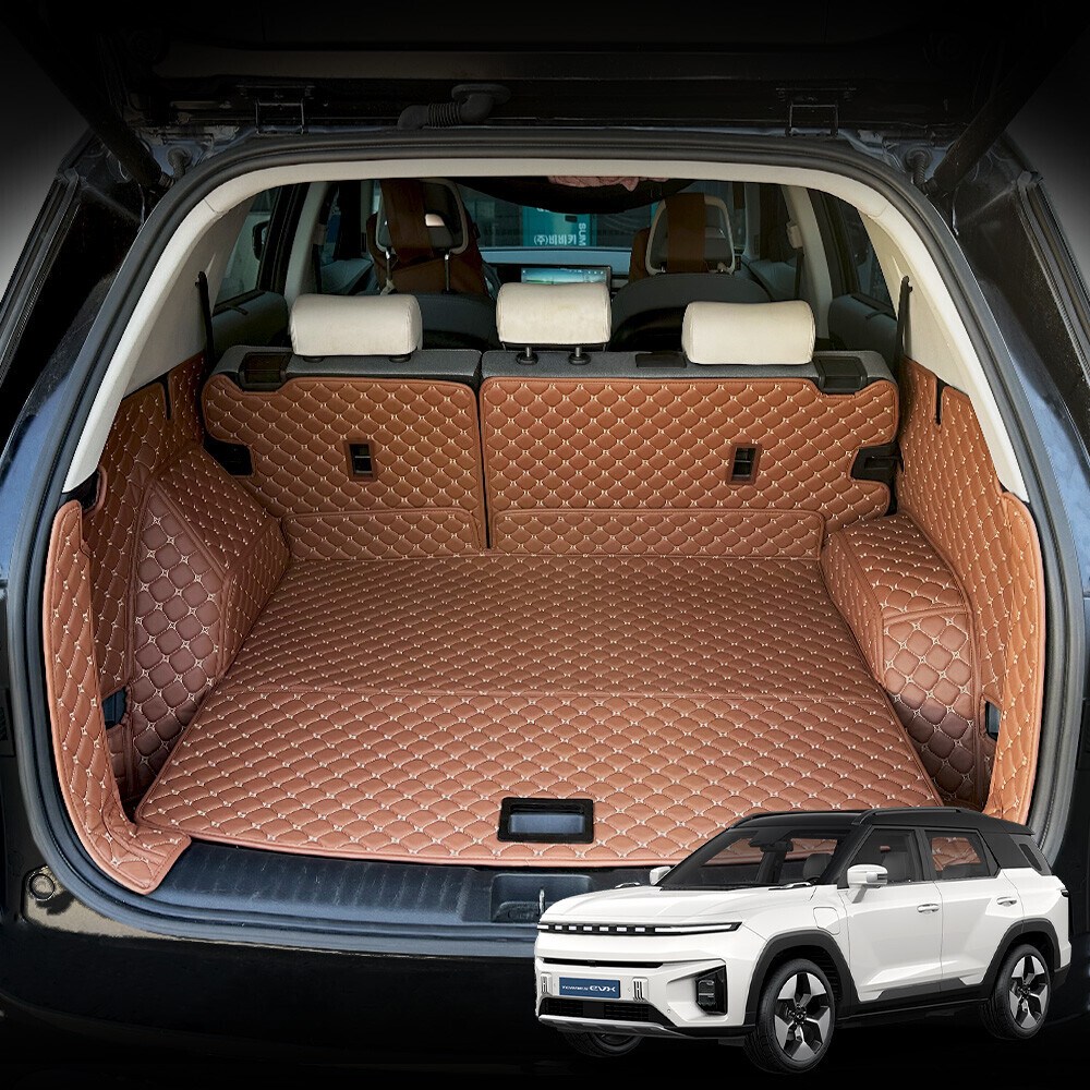 알브이모터스 3D 가죽 퀼팅 토레스EVX 전용 풀커버 사이드트렁크 매트 세트 (트렁트 도어 미포함), 블랙+블랙스티치 111,000원