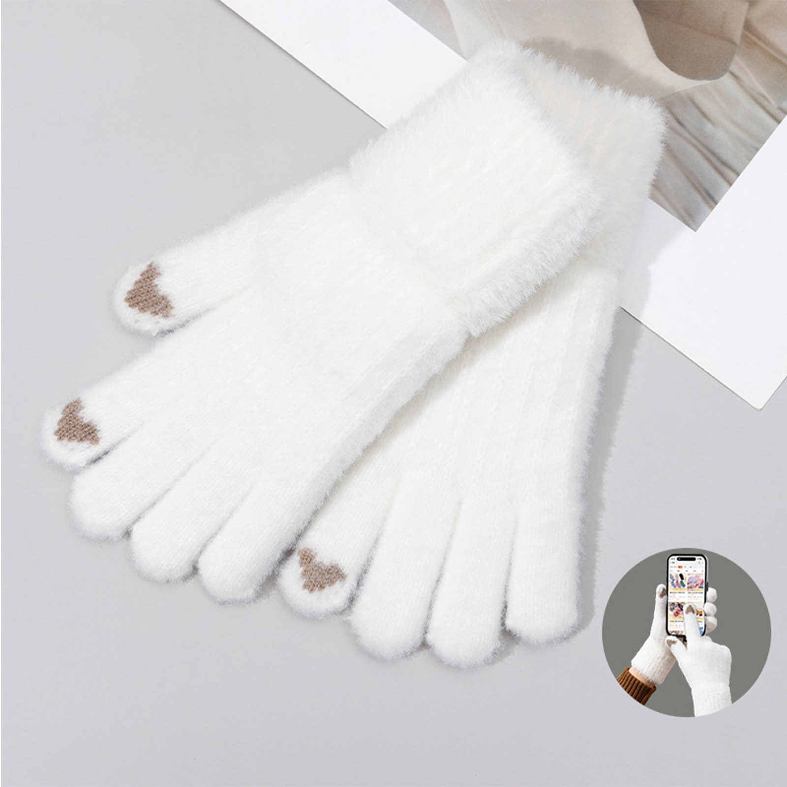 여성용 보온 장갑 스마트 터치스크린 플러시 니트 장갑 어디에나 잘 어울리는 선물 추천 아이템 6,900원