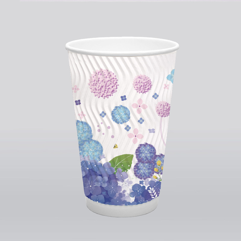 [박스] 3중 단열 종이컵 쿨시리즈 여름수국 13온스 1박스 (500개), 단품 62,000원