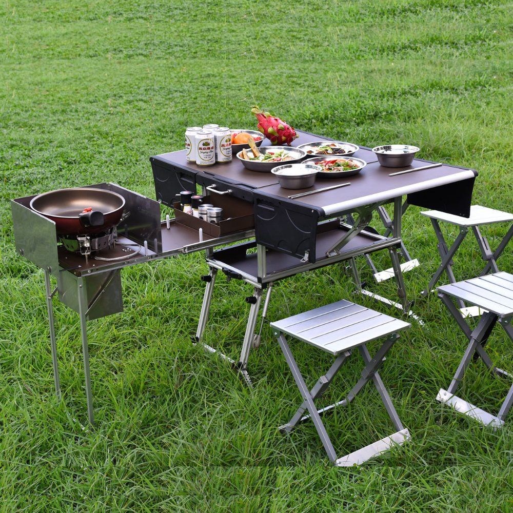 제이베니-1323 프리미엄 아웃도어 접이식 캠핑 다기능 올인원 키친 테이블 세트 의자 포함 이동주방 조리대, 1개, 14. C650 바베큐 표준 + 선물 1,269,300원