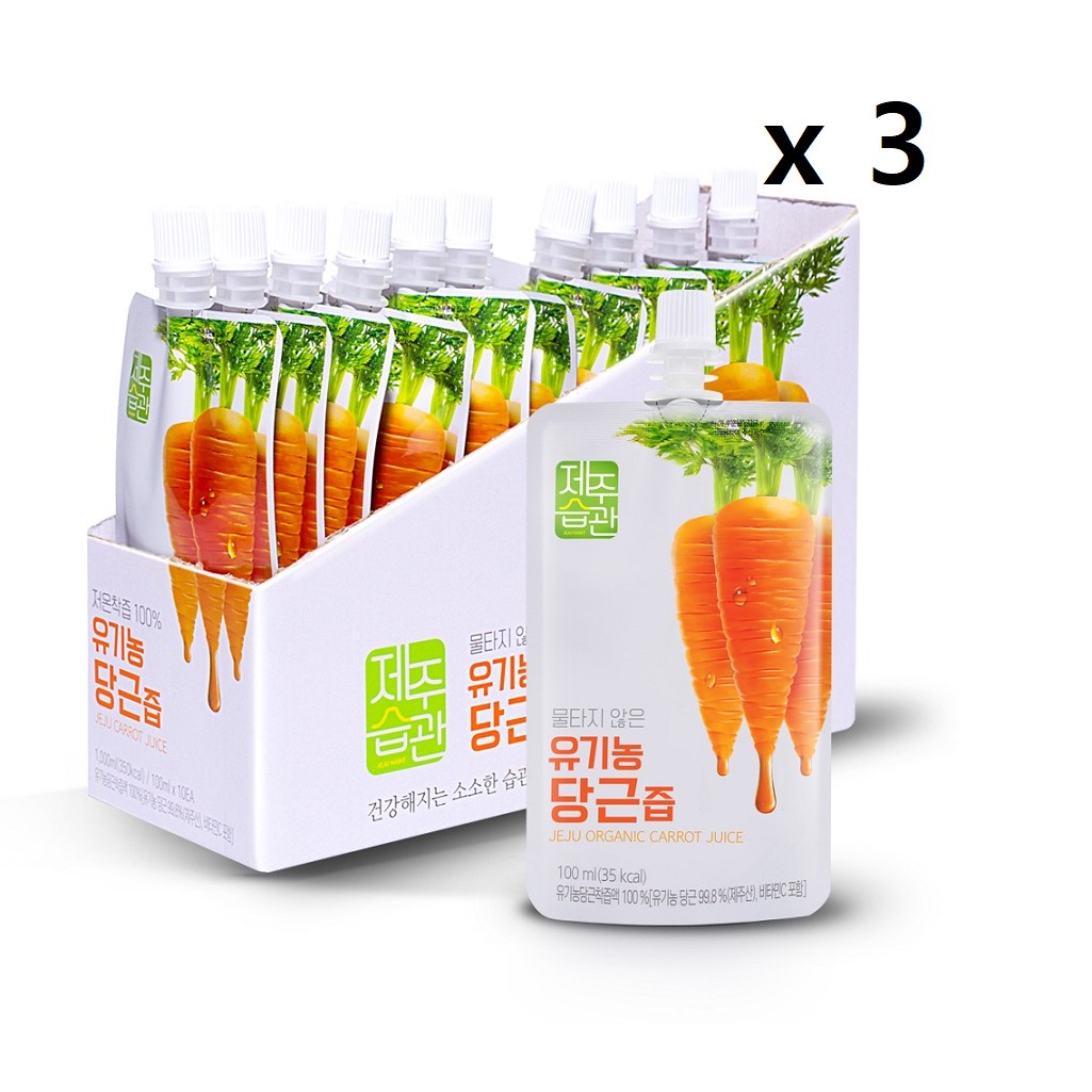 물타지않은 유기농 착즙 제주습관 유기농 당근즙 100ml 30개입, 100ml, 60개 97,200원