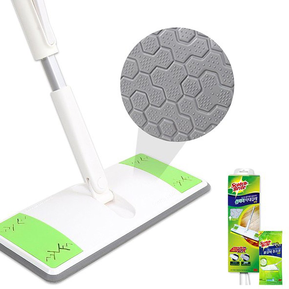 3M 스카치브라이트 올터치막대걸레 표준형 정전기 물걸레청소포 밀대 세트 청소용품 방청소, 1개 19,500원