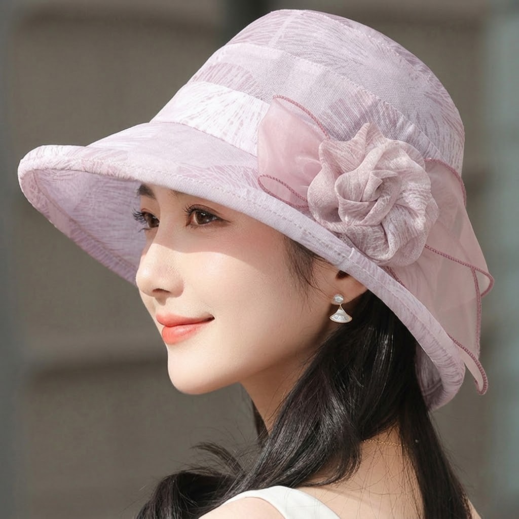 시원하고 화사한 여성 여름 코사지 장식 모자 중년여성 챙모자 버킷햇 16,510원