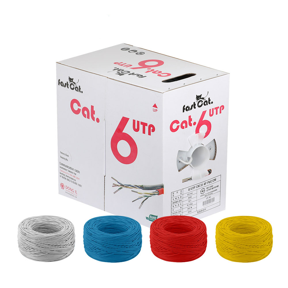 국산 동일전선 회색 CAT6 UTP케이블 300M 그레이 박스 롤 랜툴 RJ45 잭 커넥터 기가 인터넷선 제작 통신 216,000원