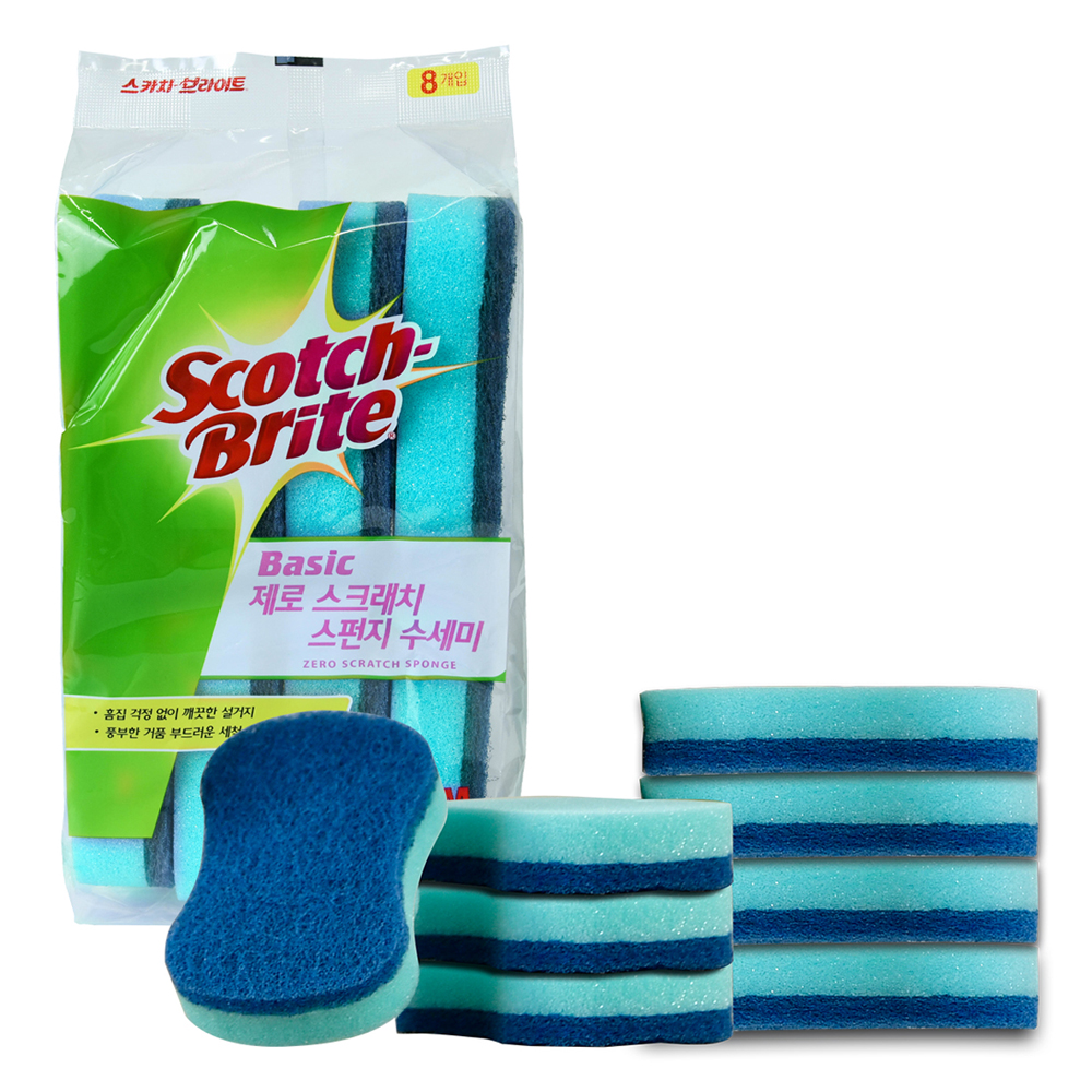 스카치브라이트 베이직 제로 스크래치 스펀지 수세미, 현재가 8,990원