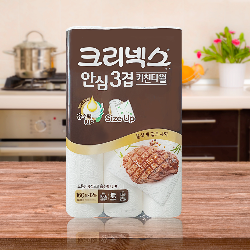 크리넥스 안심 3겹 키친타올 160매x12롤 천연펄프 키친타월 23,340원