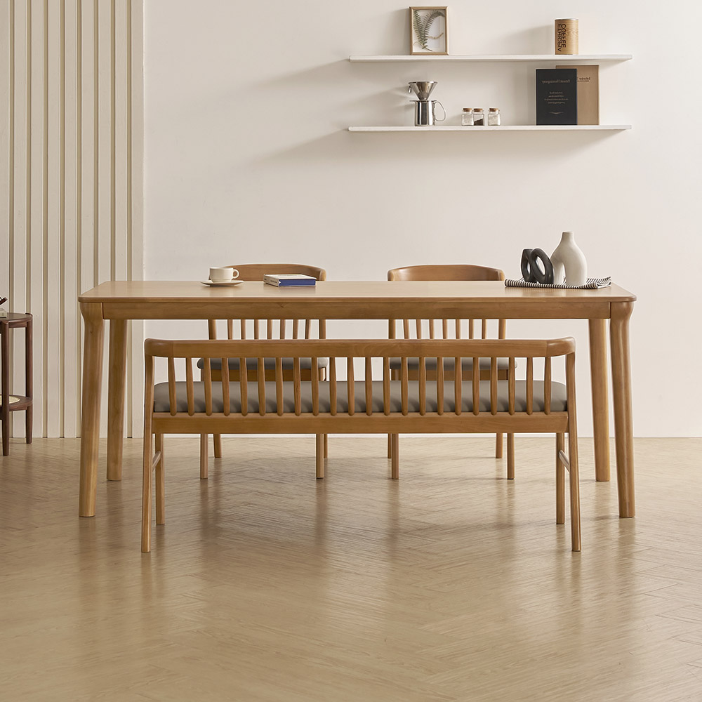 라로퍼니처 허브 1900 고무나무 원목 6인 식탁 세트 477,000원