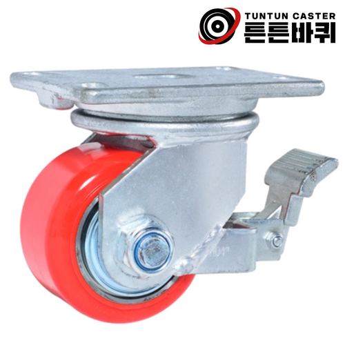 10cm(4인치) 600kg 우레탄 바퀴 회전브레이크 산업용 캐스터 단조 고하중 폭64mm 15,000원