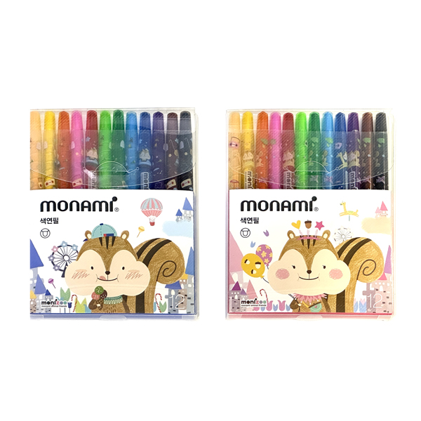 모나미 돌돌이 샤프식 색연필 12색, 1개, 핑크 3,200원