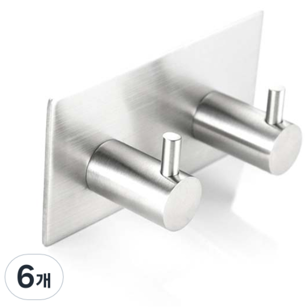 뽀마 스텐리스 다용도 접착걸이 2구, 단일색상, 6개 24,930원