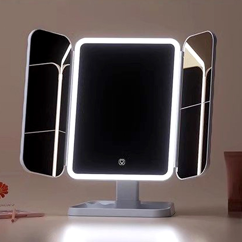 플랜와이 무선 접이식 LED 화장 조명 탁상 거울, 화이트 16,500원