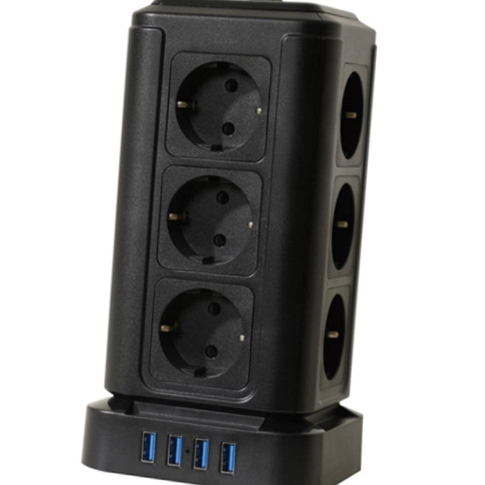 소모품 텔로 타워2세대 고용량멀티탭 16구 블랙 (1개) 4000W/12구+4port 100,200원