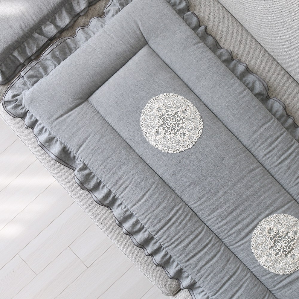 [데코벨] 선염 멜란지 무지 두겹 프릴 방석 (1단/3단) 49,800원