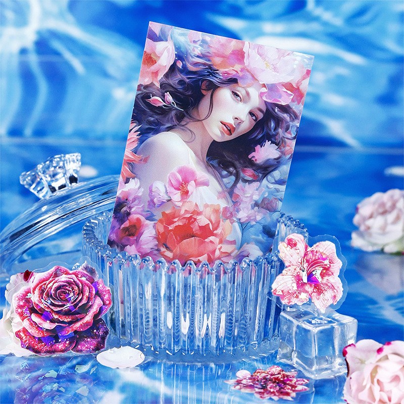 올리브파티 바다와플라워 시리즈 인물 소녀 감성 빈티지 다꾸 스티커 15p 세트 10,900원