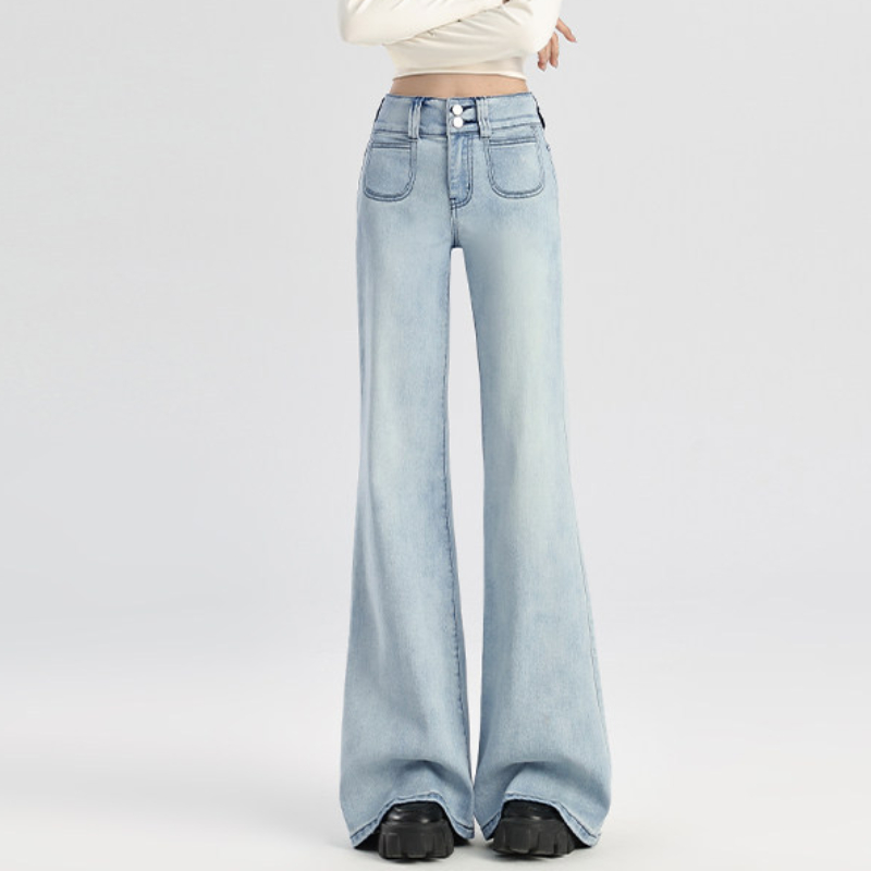 lofei 여성 하이웨이스트 데님 부츠컷 팬츠 슬림 롱핏 KZ12 23,900원