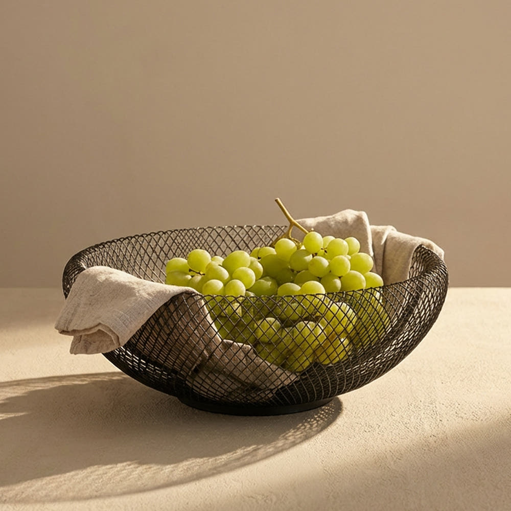 포니홈 원형 철제 바구니 과일 와이어 바스켓, 1개, 블랙 13,900원