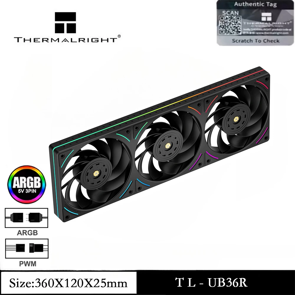 Thermalright TL-UB36R 컴퓨터 케이스 에어 쿨링 팬 3 IN 1 ARGB 고성능/LCP 소음 CPU 57,400원