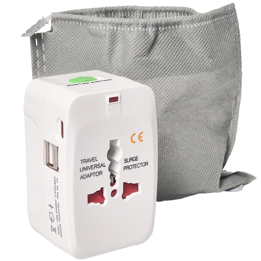 앞날창창 해외 여행용 변환 멀티어댑터 USB 2포트 C타입 1포트 + 파우치 9,900원