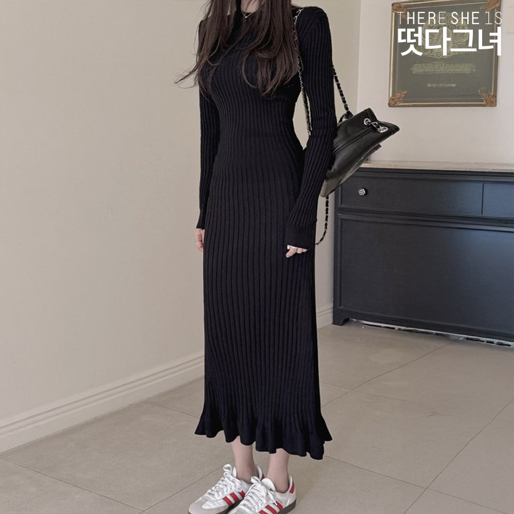 떳다그녀 코리드 골지 니트 롱 원피스 29,900원