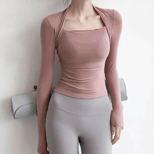 여성 스퀘어 무지 긴팔 티셔츠 1P 보트넥 운동 요가_WFHFWT2 28,810원