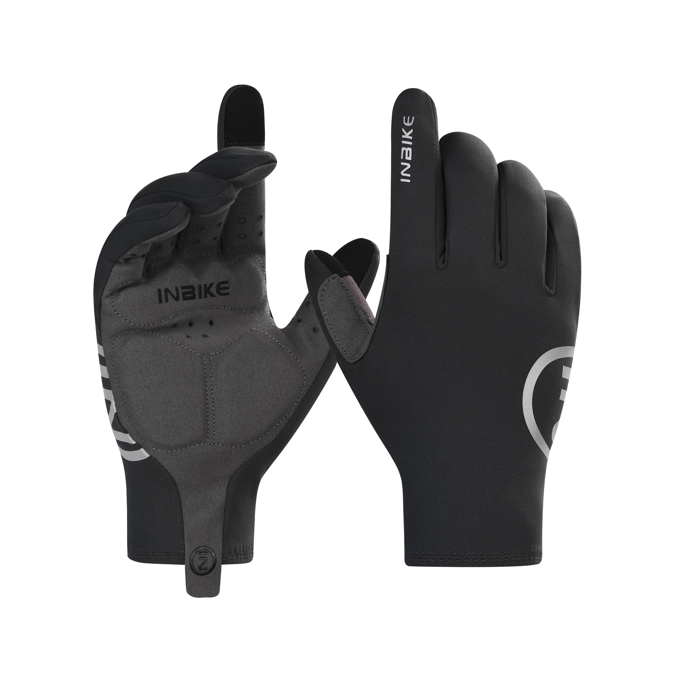 INBIKE 자전거 장갑 겨울용 2핑거 터치스크린 방풍 보온 통기성 미끄럼 방지 러닝 사이클링 스키 레저용, 1세트, Black 29,000원