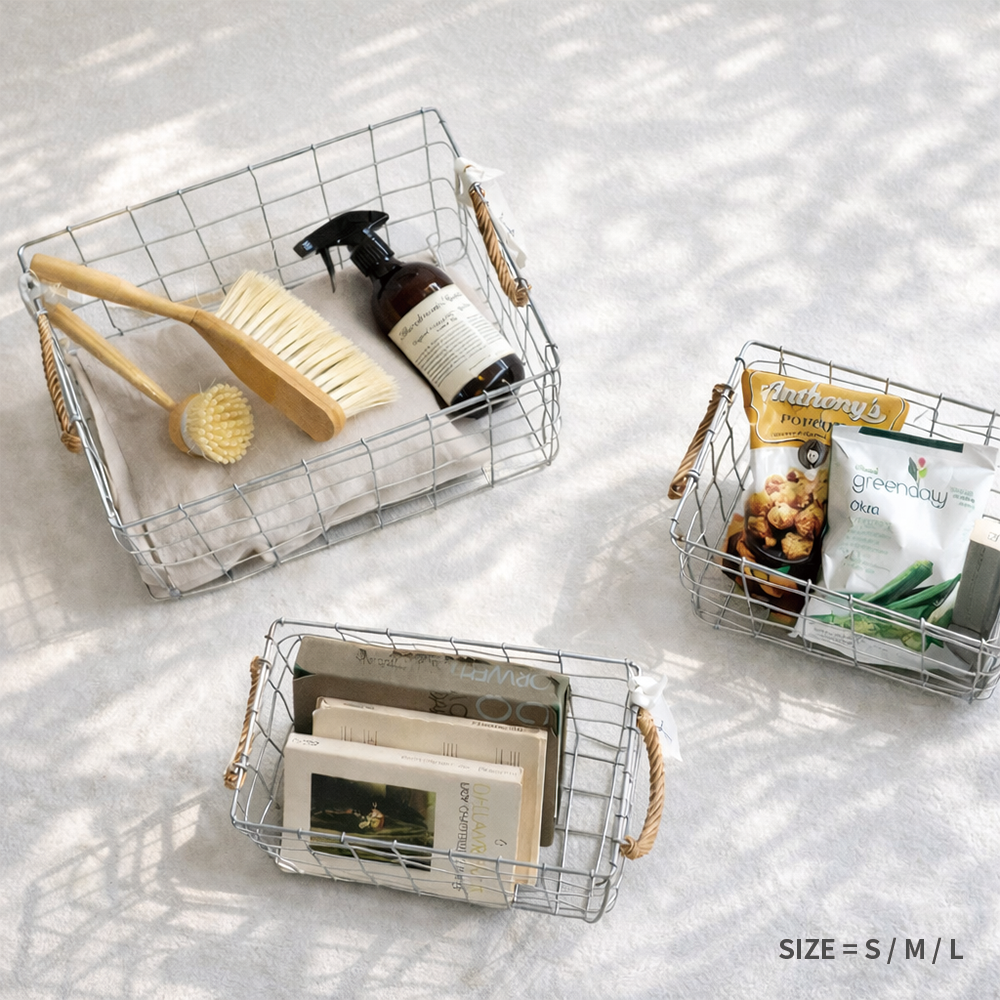 Dusaule 듀솔 철재 와이어 사각 바스켓 바구니 천연 버드나무 손잡이 다용도 수납 29,800원