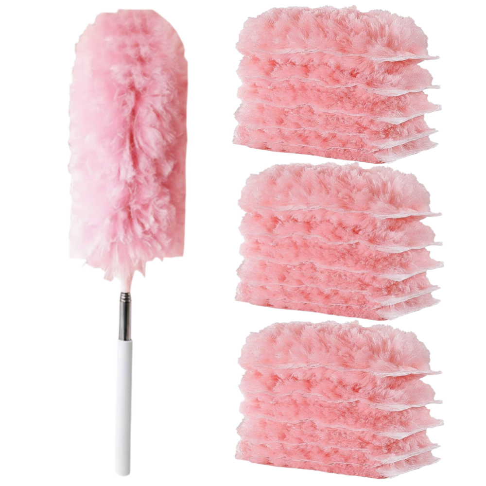 원앤모어 다용도 정전기 길이조절 양면 흡착 먼지털이, 1세트, 핑크(핸들1P+리필15P) 7,000원