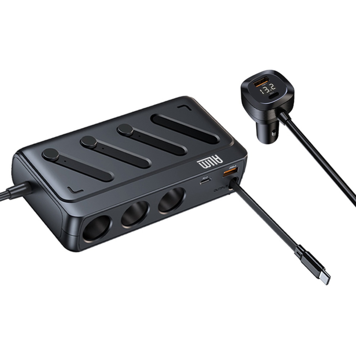 아림 차량용 릴타입 멀티 시거잭 소켓 3구 개별 스위치 C타입 PD 초고속충전 볼트게이지 전압표시, 블랙, 단일상품 27,800원