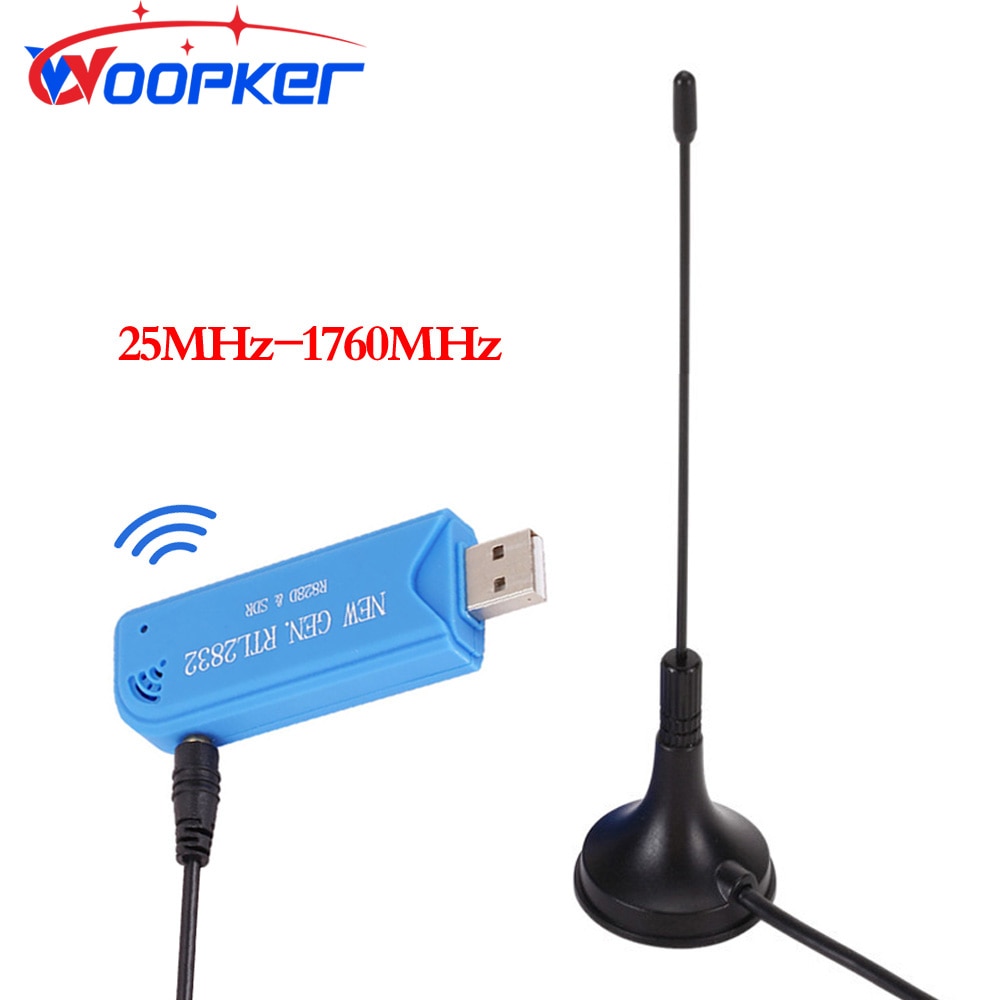 TV안테나  Woopker TV 수신기 DAB FM RTL2832U R828D SDR RTL A300U 25MHz-1760MHz USB 2.0 튜너 안테나 동글 28,050원