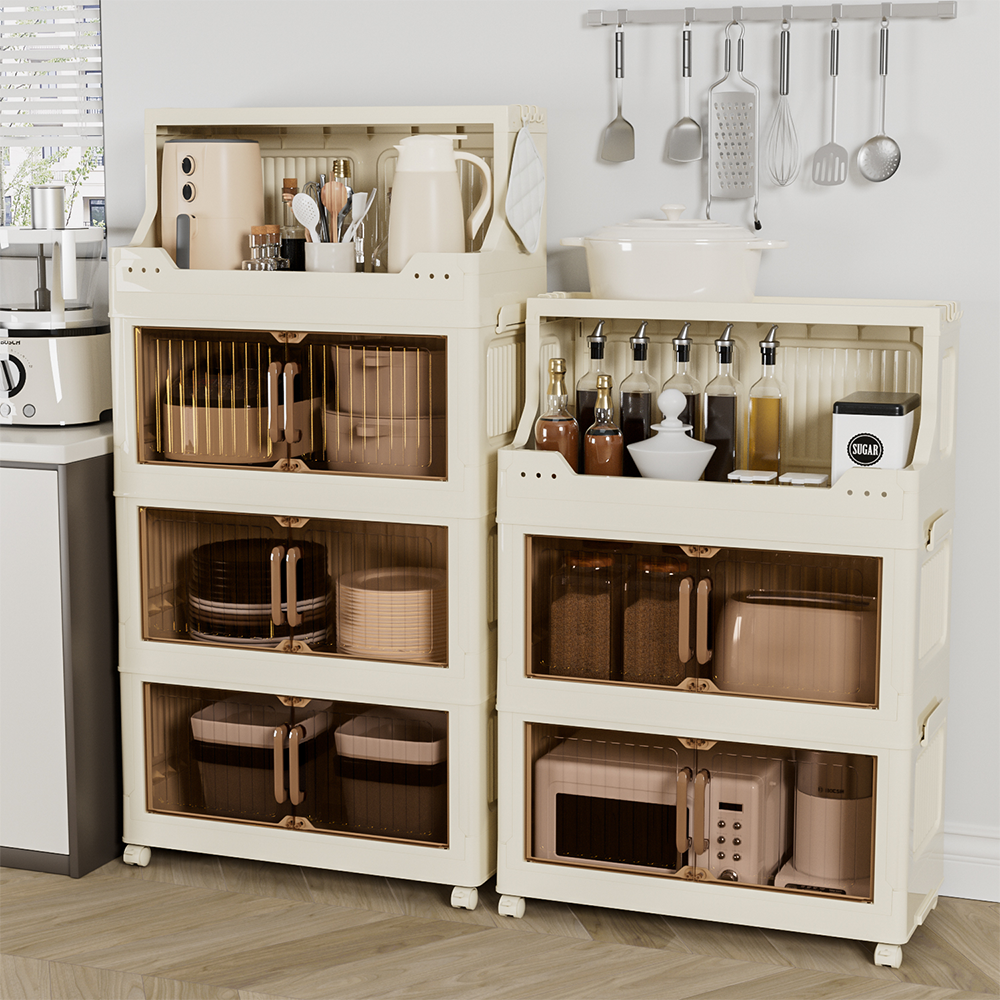 3단 다용도 접이식 수납장 다용도 주방 대용량 정리함 서랍 거실수납장 이동식 가구, 1세트, 60x28x82cm-3단-투명색 36,900원