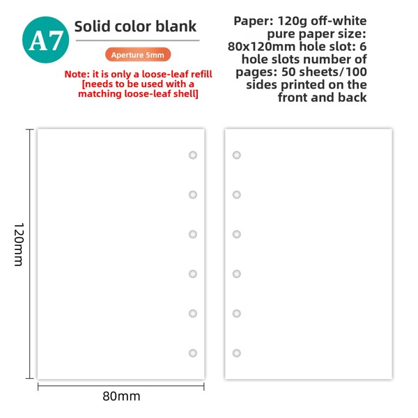 다이어리속지 날짜형 플래너속지 A7 50매 루스 리프 노트 리필 나선형 바인더 내부 페이지 주간 월간 할 일 라인 그리드 종이 문구 10,770원